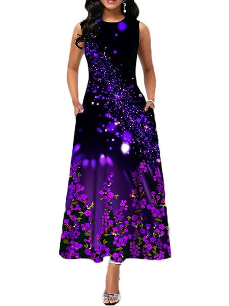 Maxi Dress Jewel Sleeveless Printed Long Dresses