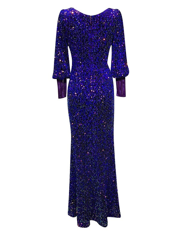 Maxi Dress V Neck Long Sleeve Lace Runway