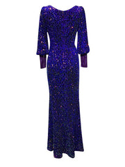 Maxi Dress V Neck Long Sleeve Lace Runway