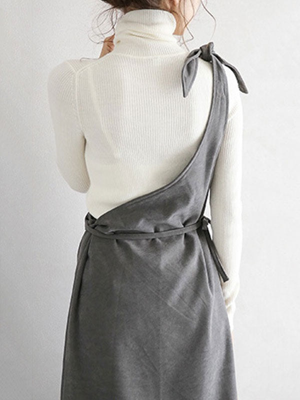 Maxi Dress Straps Neck Casual Lace Up Floor Length Dress
