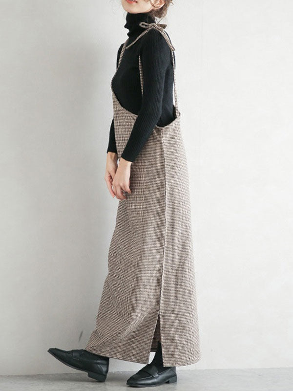 Maxi Dress Straps Neck Casual Lace Up Floor Length Dress