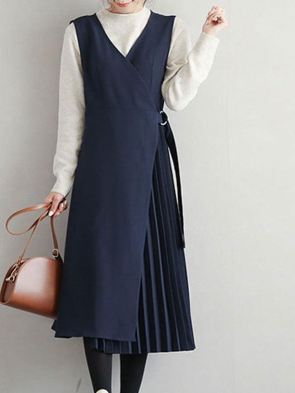 Maxi Dress V-Neck Polyester Casual Asymmetrical Floor Length Dress