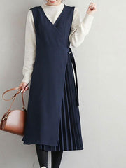 Maxi Dress V-Neck Polyester Casual Asymmetrical Floor Length Dress