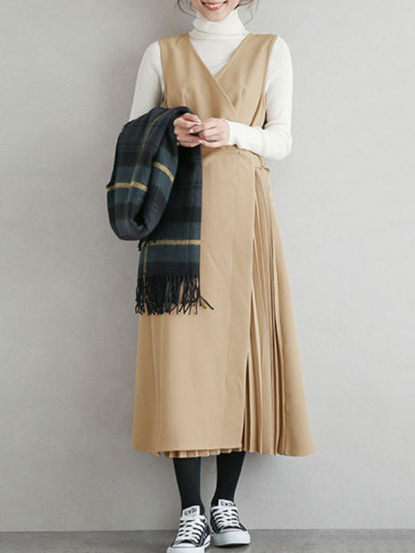Maxi Dress V-Neck Polyester Casual Asymmetrical Floor Length Dress