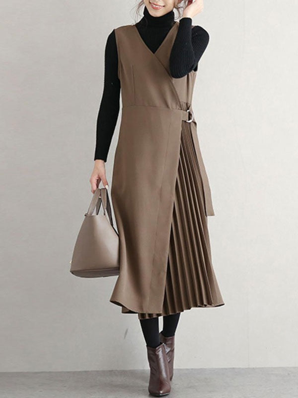 Maxi Dress V-Neck Polyester Casual Asymmetrical Floor Length Dress