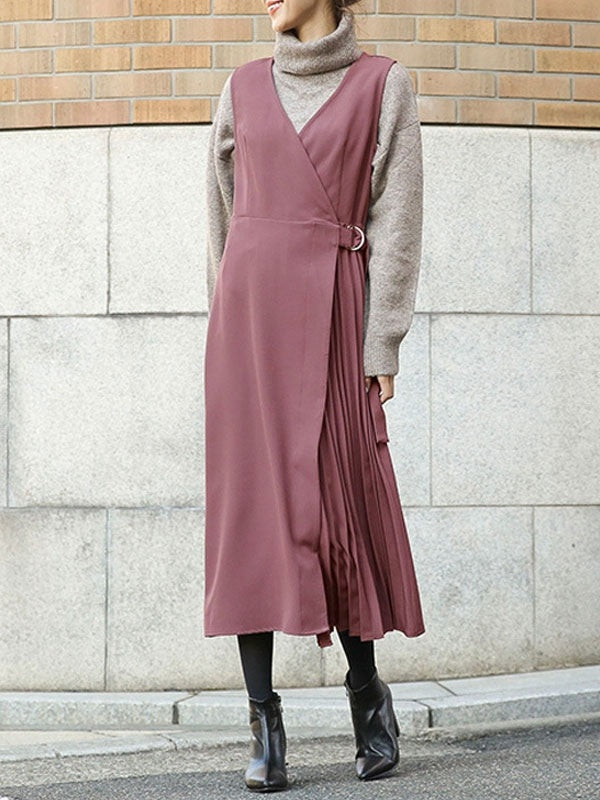 Maxi Dress V-Neck Polyester Casual Asymmetrical Floor Length Dress