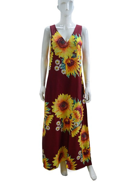 Maxi Dresses Floral Printed Sleeveless V-Neck Long Sundress