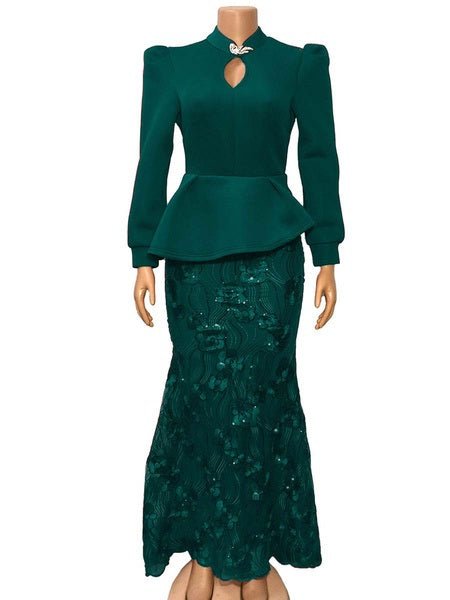 Maxi Dresses Long Sleeves Stand Collar Sequins Irregular Polyester Floor Length Dress