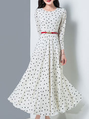 Maxi Dresses Long Sleeves White Jewel Neck Pleated Layered Chiffon Floor Length Dress