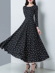 Maxi Dresses Long Sleeves White Jewel Neck Pleated Layered Chiffon Floor Length Dress