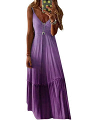 Maxi Dresses Ombre Sleeveless Straps Neck Slim Fit Long  Dress