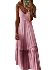 Maxi Dresses Ombre Sleeveless Straps Neck Slim Fit Long  Dress