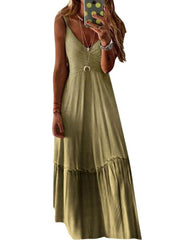 Maxi Dresses Ombre Sleeveless Straps Neck Slim Fit Long  Dress