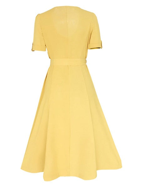 Maxi Dresses Short Sleeves Stripes V Neck Cotton Long Dress With Sash