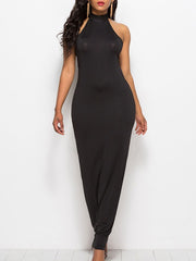 Maxi Dresses Sleeveless Jewel Neck Cotton Blend Long Dress