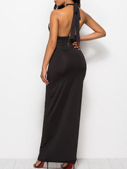 Maxi Dresses Sleeveless Jewel Neck Cotton Blend Long Dress