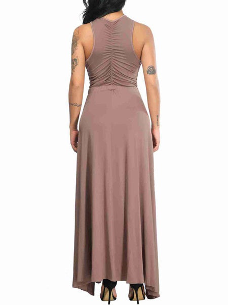 Maxi Dresses Sleeveless Straps Neck Cotton Blend Long Dress