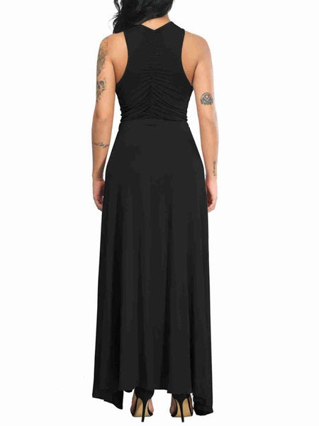 Maxi Dresses Sleeveless Straps Neck Cotton Blend Long Dress