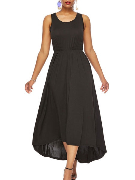 Maxi Dresses Sleeveless Straps Neck Polyester Floor Length Dress