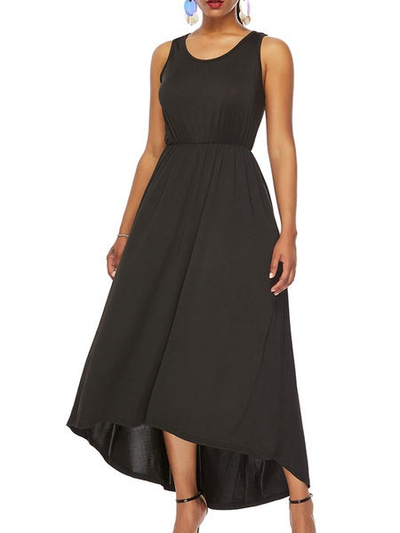 Maxi Dresses Sleeveless Straps Neck Polyester Floor Length Dress