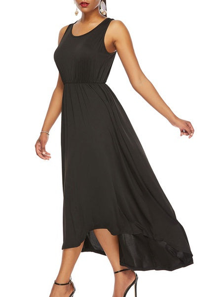 Maxi Dresses Sleeveless Straps Neck Polyester Floor Length Dress
