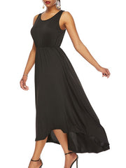 Maxi Dresses Sleeveless Straps Neck Polyester Floor Length Dress