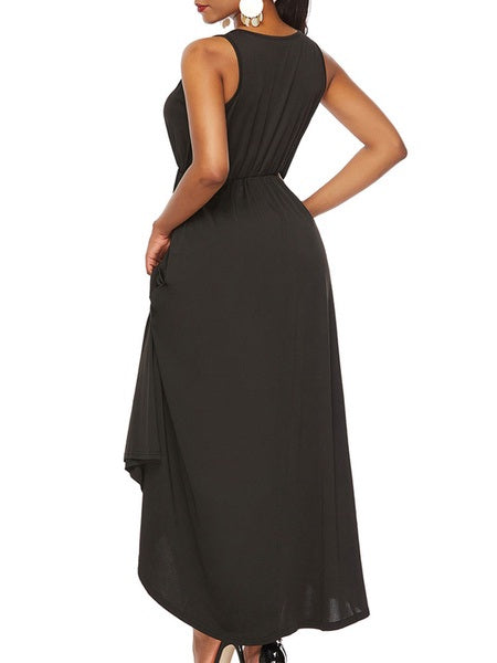 Maxi Dresses Sleeveless Straps Neck Polyester Floor Length Dress