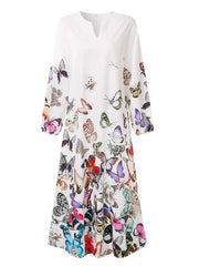 Maxi Dresses V-Neck Long Sleeves Printed Oversized Long Dress
