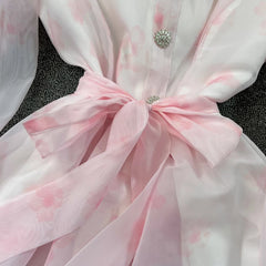 Maxi Dresses for Women Floral Print Lantern Sleeve Female Elegant