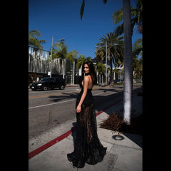 Maxi Long Dress V Neck Backless Evening Split Party Dress