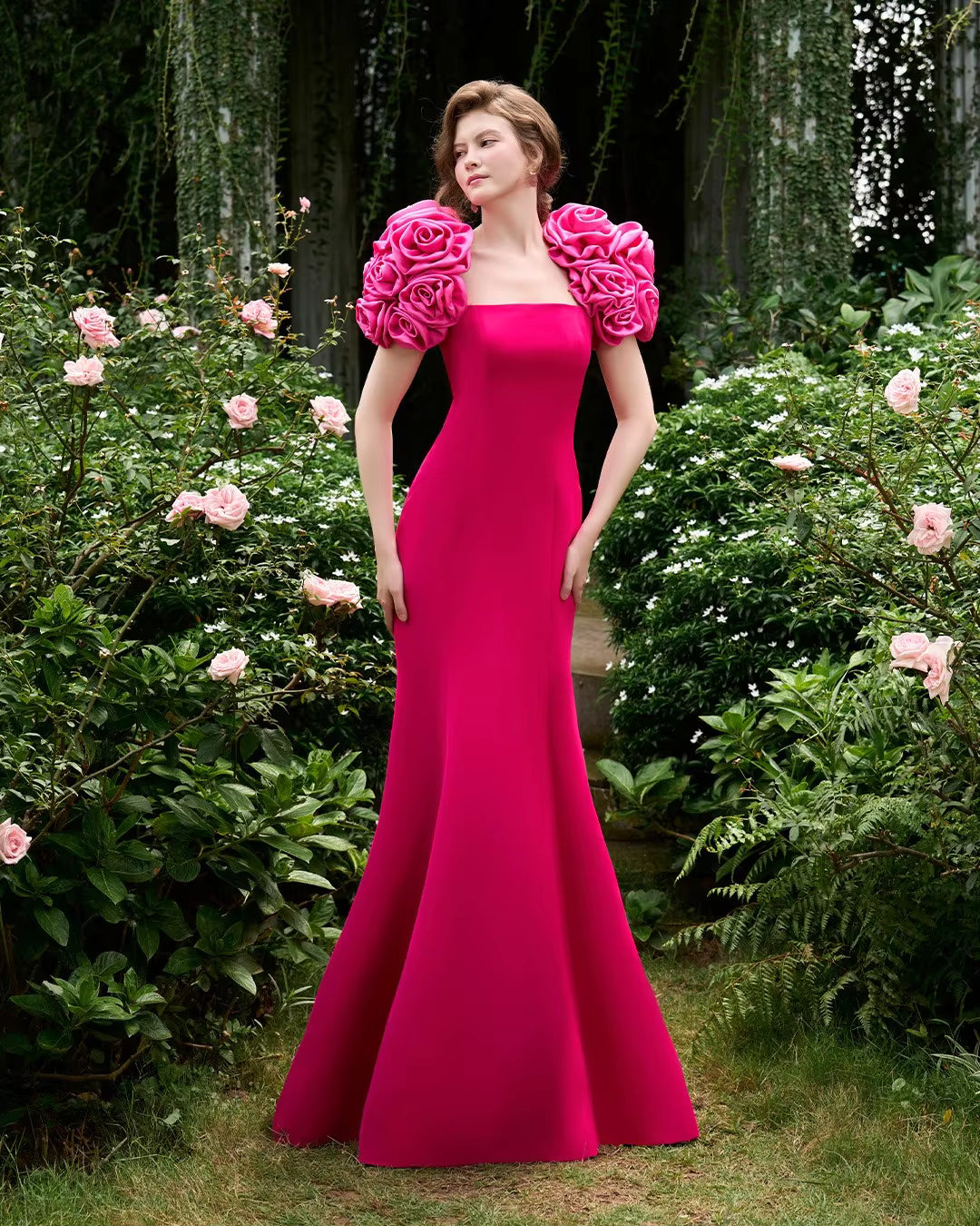 Mermaid Flower Pastrol Strapless Modest Long Evening Dresses Gowns