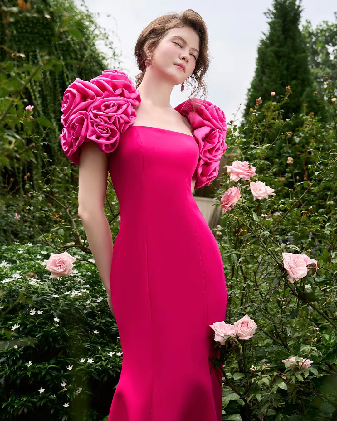 Mermaid Flower Pastrol Strapless Modest Long Evening Dresses Gowns