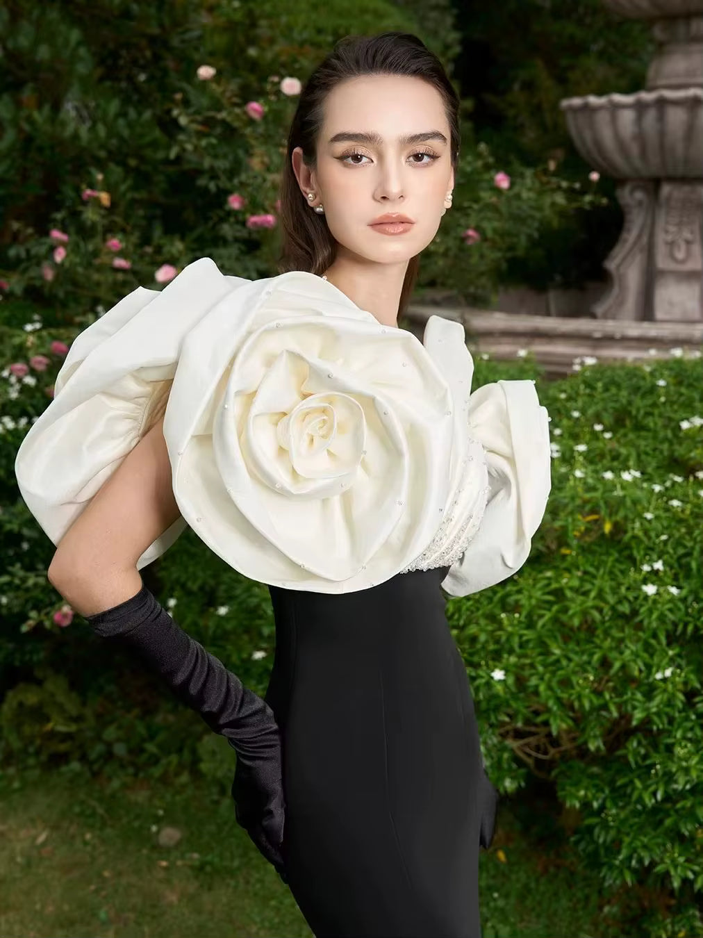 Mermaid Handmade Flower And Beads Details Long Prom Gowns