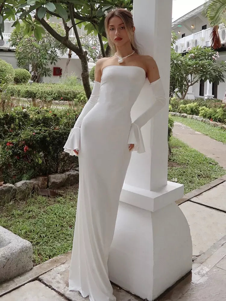 Mermaid Sleeveless Open Shoulder Bodycon Long Dress
