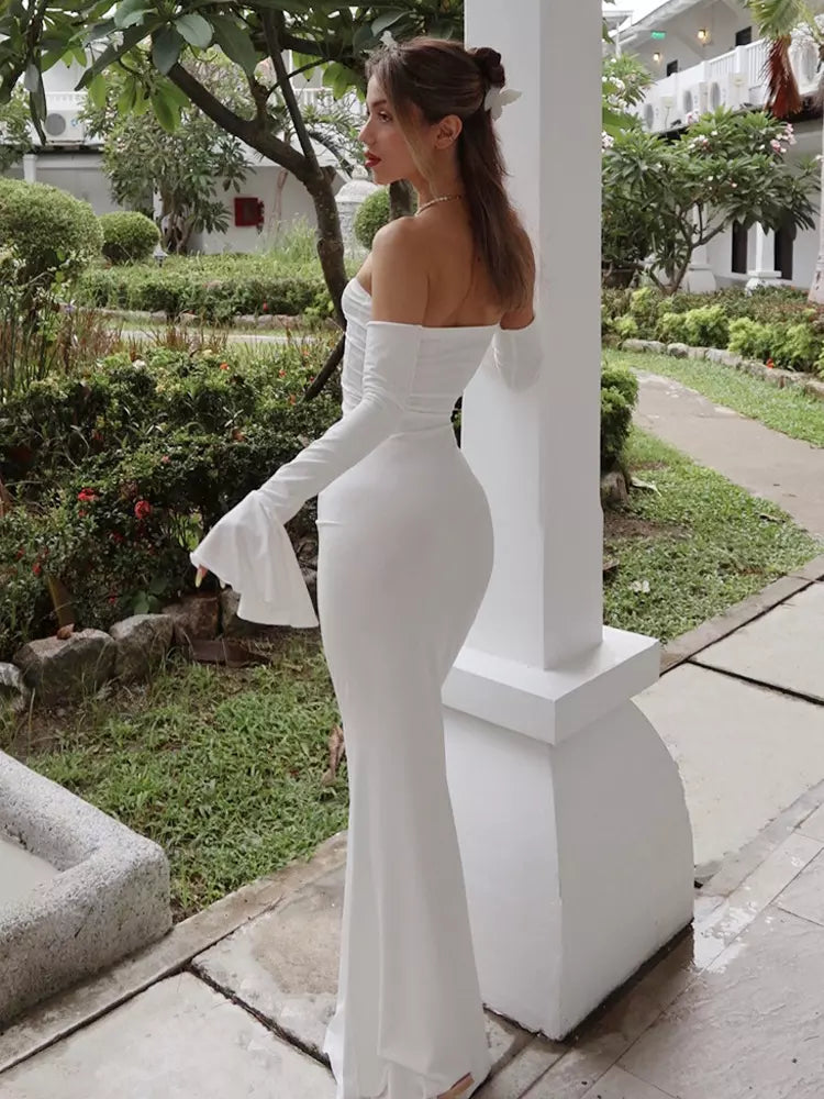 Mermaid Sleeveless Open Shoulder Bodycon Long Dress