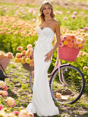 Mermaid Sweetheart Neck Lace Sleeveless Pleated Party Maxi Dresses