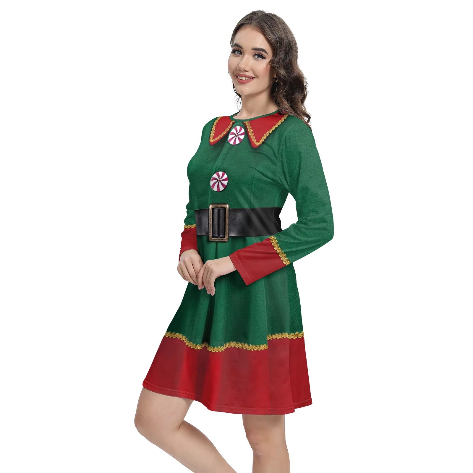 Merry Christmas 3D Printing Long Sleeve Mini Dress