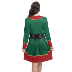 Merry Christmas 3D Printing Long Sleeve Mini Dress