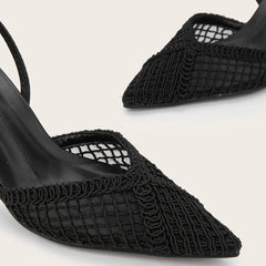 Mesh Brand Sandals Pumps Pointed Toe Elegant Slingback High Heel