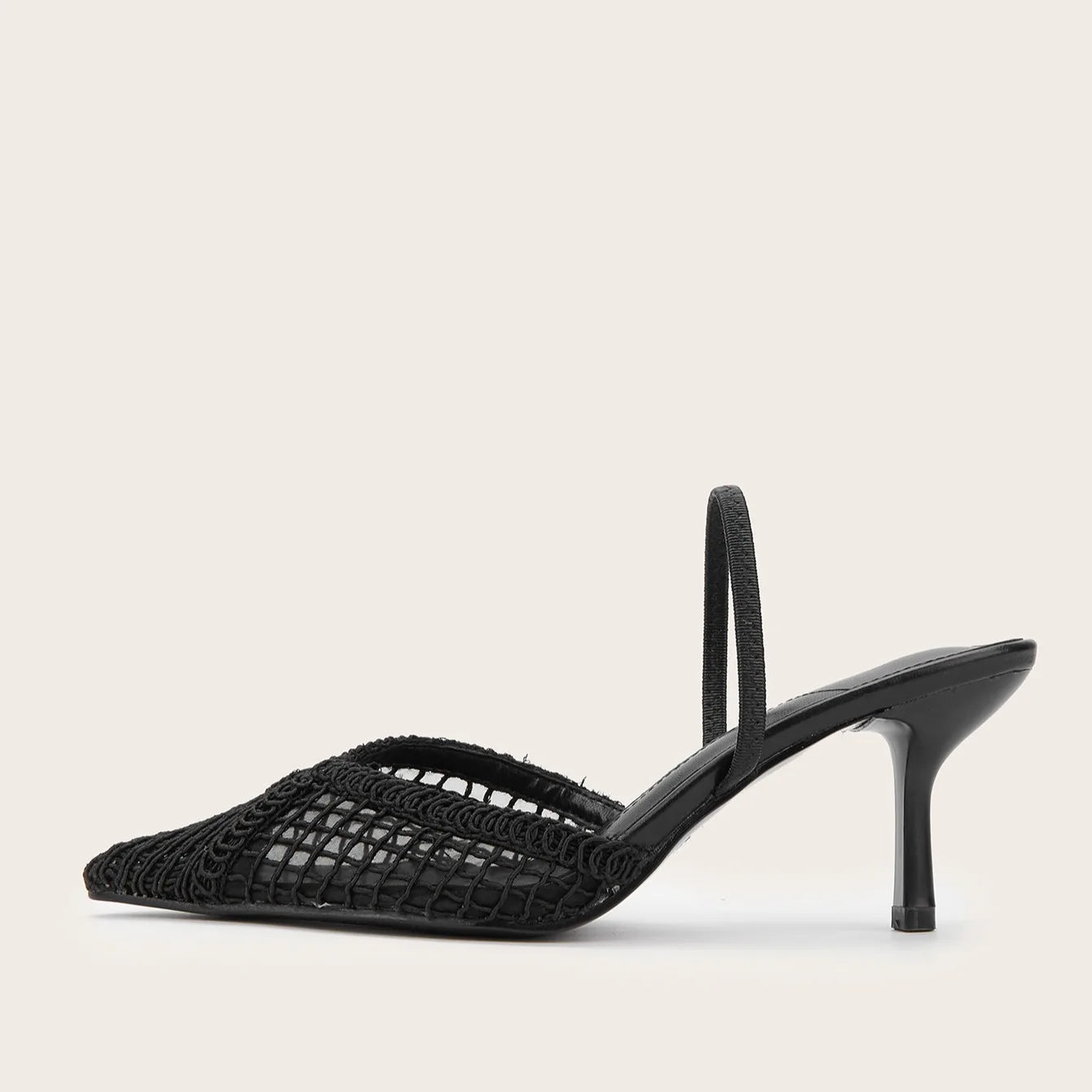 Mesh Brand Sandals Pumps Pointed Toe Elegant Slingback High Heel