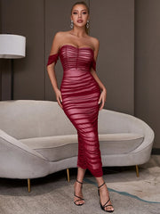 Mesh Elegant Off Shoulder Maxi Dresses