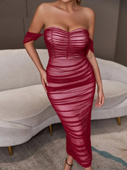 Mesh Elegant Off Shoulder Maxi Dresses