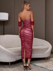 Mesh Elegant Off Shoulder Maxi Dresses