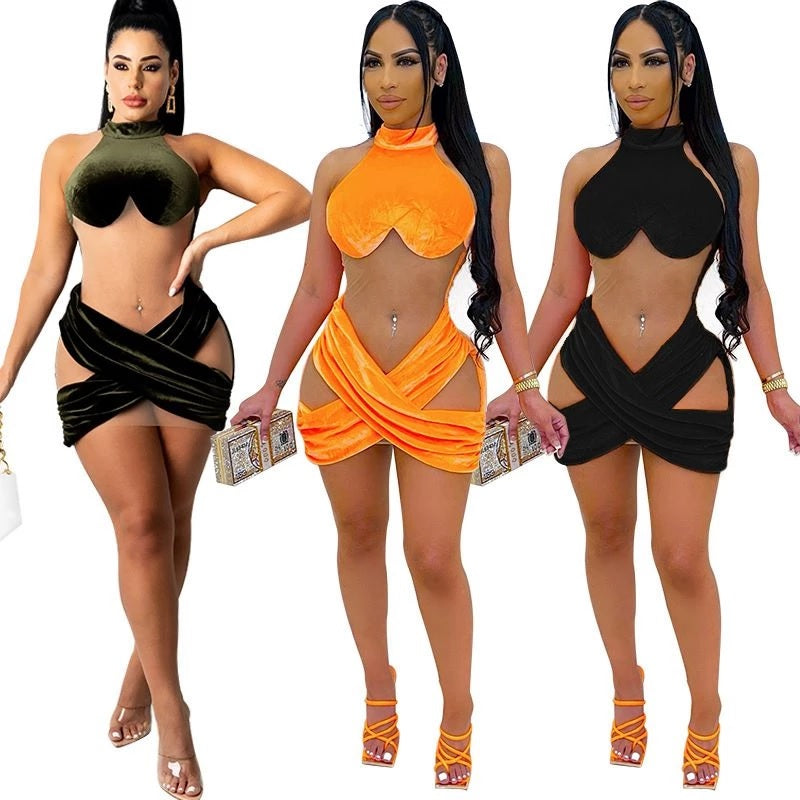 Mesh Patchwork Sleeveless  Club Bodycon Dress