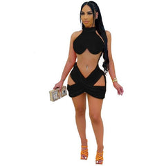Mesh Patchwork Sleeveless  Club Bodycon Dress