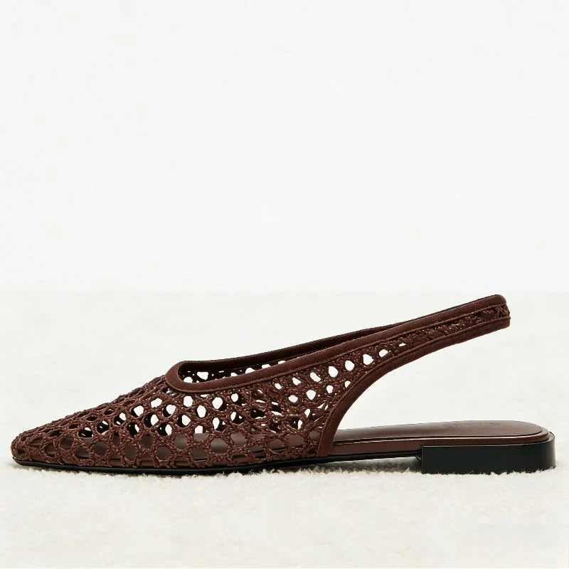 Mesh Weave Cutout Flat Sandals Light Comfortable Slingback Flats Shoe Designer Luxury Beach Sandals Breathable