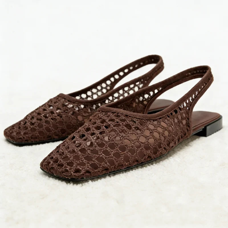 Mesh Weave Cutout Flat Sandals Light Comfortable Slingback Flats Shoe Designer Luxury Beach Sandals Breathable