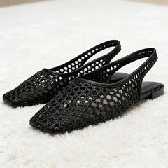 Mesh Weave Cutout Flat Sandals Light Comfortable Slingback Flats Shoe Designer Luxury Beach Sandals Breathable