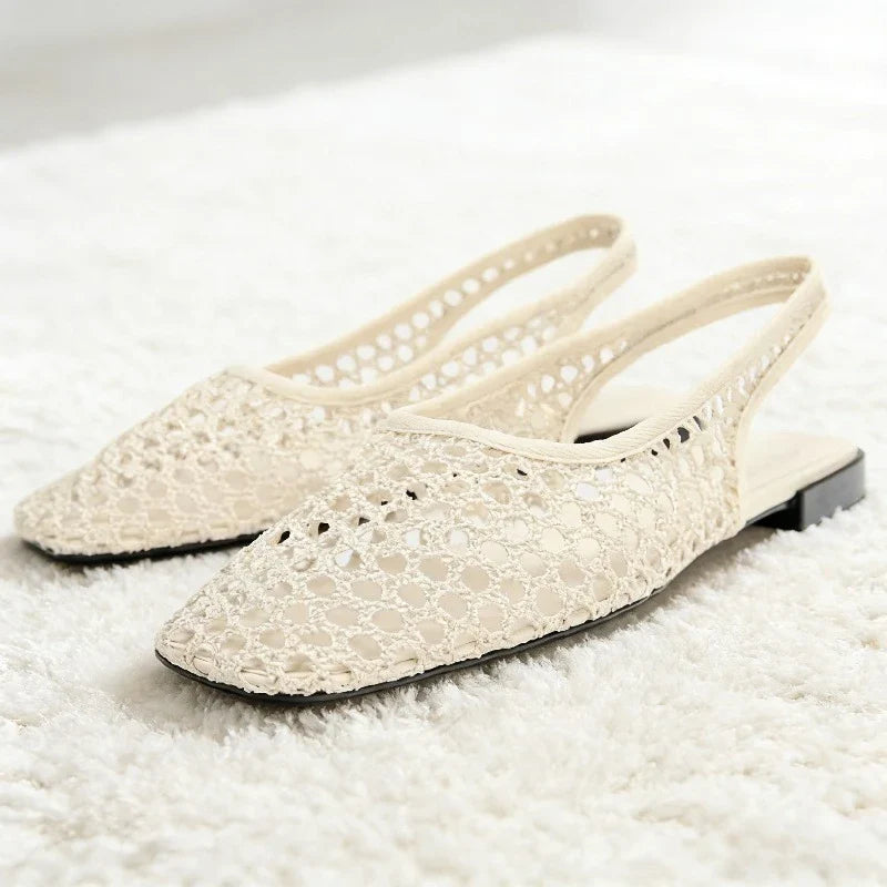 Mesh Weave Cutout Flat Sandals Light Comfortable Slingback Flats Shoe Designer Luxury Beach Sandals Breathable
