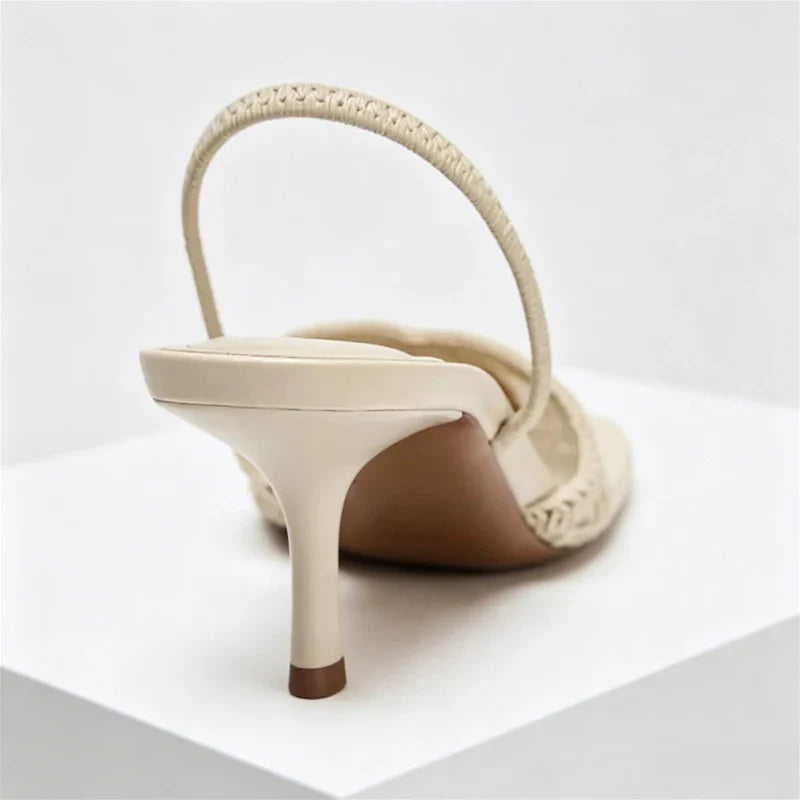 Mesh Woven Design Thin High Heel